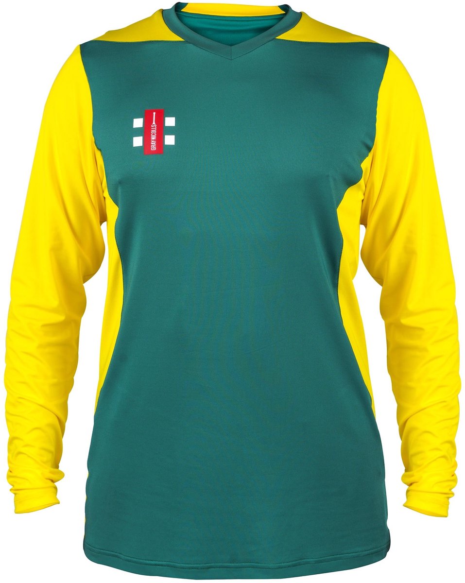 Gray-Nicolls Cricket SHIRT T20 L/S GN/YW 7-8 7 - 8 Yrs - Groen / Geel