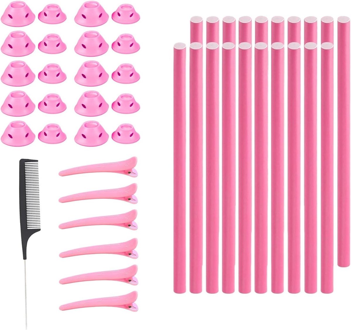 Krulspelden Set - Papilotten Schuimrollers - Haar Krullen Zonder Hitte - 47 Delig Inclusief Accessoires - Verschillende Maten - Vrolijke Kleuren