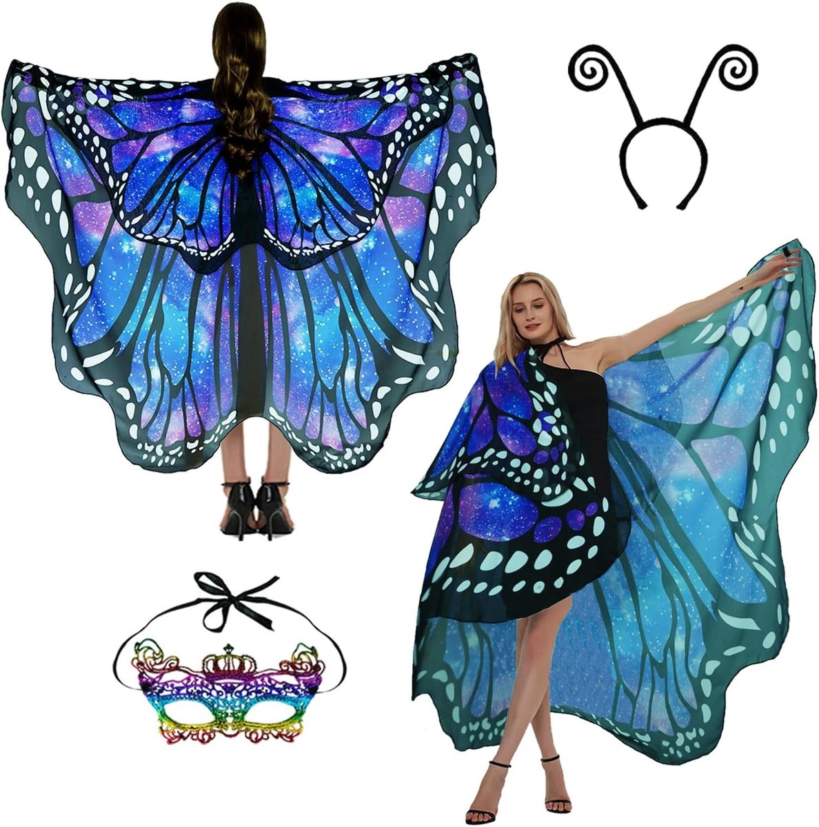 Vleermuis Kostuum voor Dames met Vlindervleugels, Perfect voor Carnaval en Feestjes