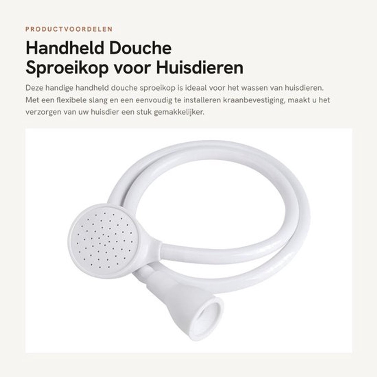 Douchekop Lichtgewicht - Doucheslang Handheld - Douchekop voor Huisdieren - Slang voor Kranen - Rubber - Totale Lengte 109 cm