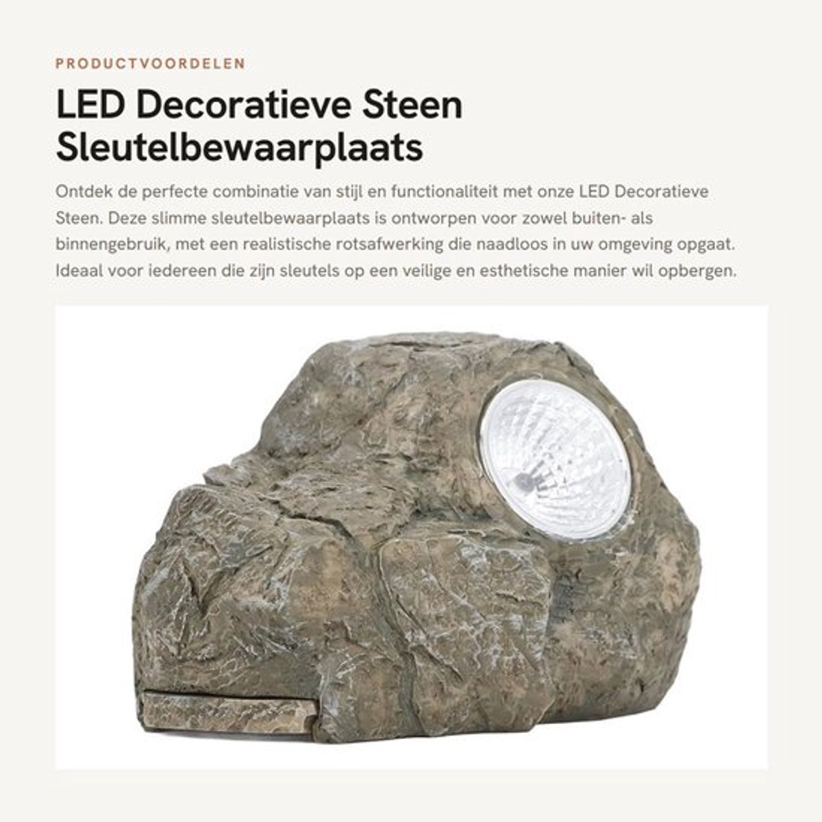 Decoratieve Steen met LED Verlichting - Sleutelkluis voor Buiten - Geheime Kluis - Natuurlijke Rotsafwerking - Veilig en Functioneel