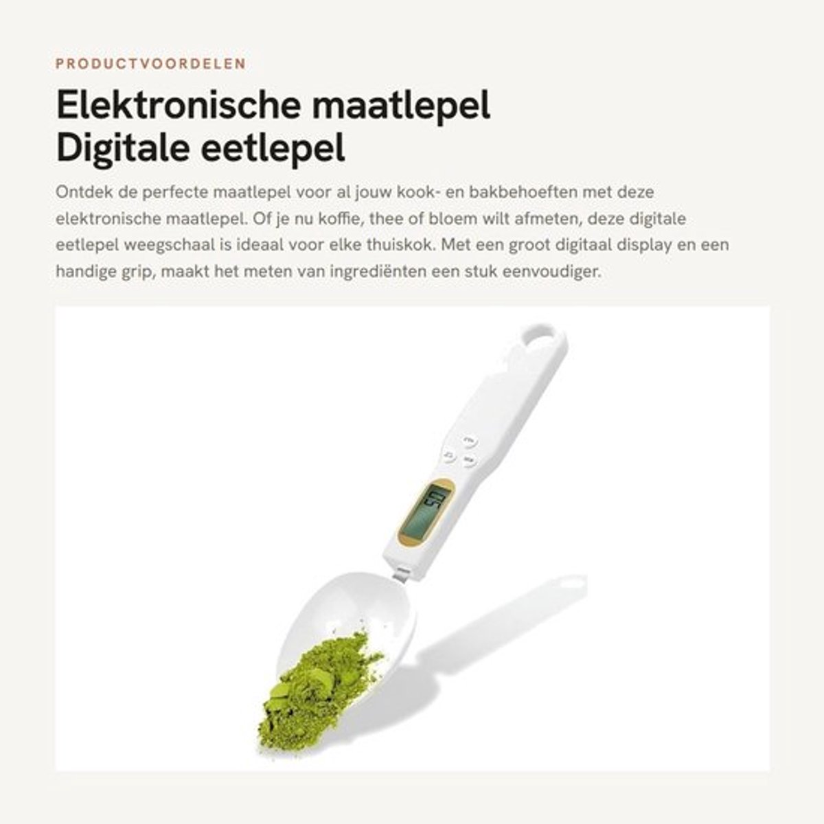 Elektronische maatlepel - Digitale eetlepel weegschaal - Groot digitaal display - Wit - Voor koffie thee bloem - Nauwkeurig en handig - G...