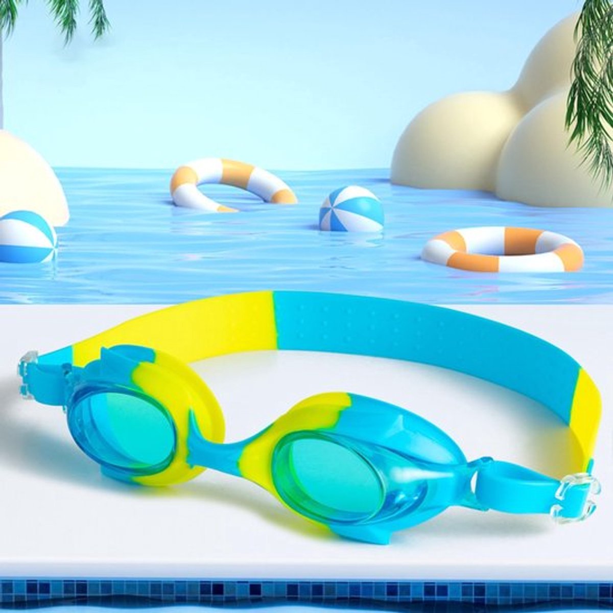 Zwembril Kind - Waterdichte Zwembril - Anticondens/Anti-UV - Zachte Siliconen - Panoramische Helderheid - Elastische Hoofdband - Kinderswembril