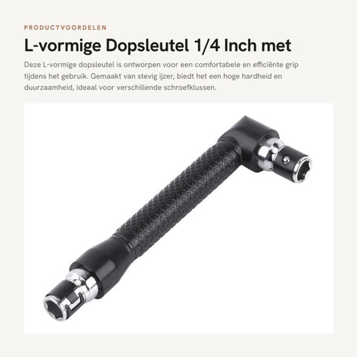 Dopsleutel L-vormig - 1/4 Inch - Schroevendraaierbit - Robuust - Duurzaam - Comfortabele handgreep - Schroevendraaier