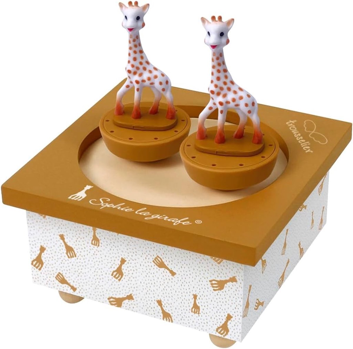 Roterende muziekdoos - Karamel - 15 cm - Met 2 Afneembare Magnetische Figuren - Voor Baby's en Kinderkamers