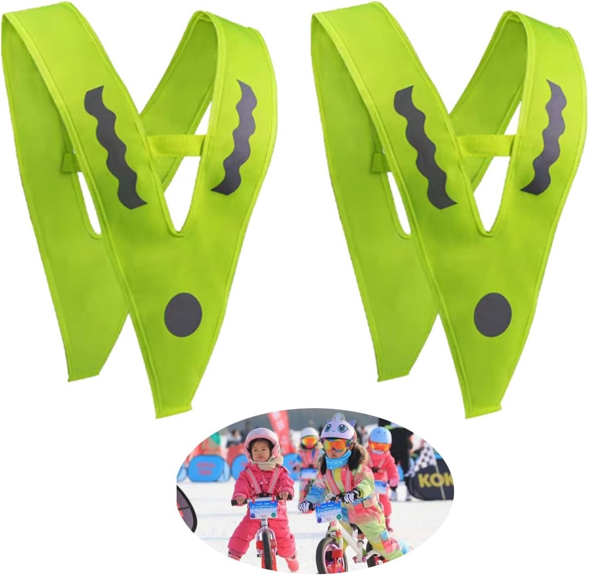 V-Vormig Waarschuwingsvest - Fluorescerende Kleur - 33 x 40 cm - Reflecterend Lichtvest voor Veiligheid bij Rennen en Ongevallen