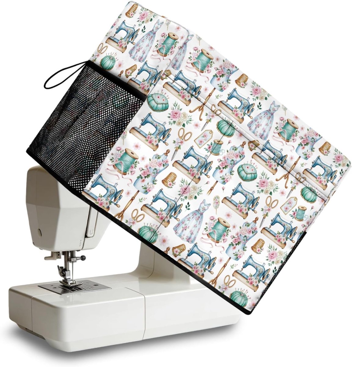 Naaimachinehoes - Opbergtas Naaimachine - Naaimachine Beschermen - Met Opbergvakken - 45 x 22 x 32 cm - Bloemenprint