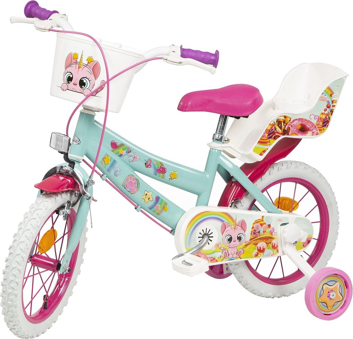 Kinderfiets sfiets sfiets Leren Fietsen Met Steunwielen 14 Inch Blauw