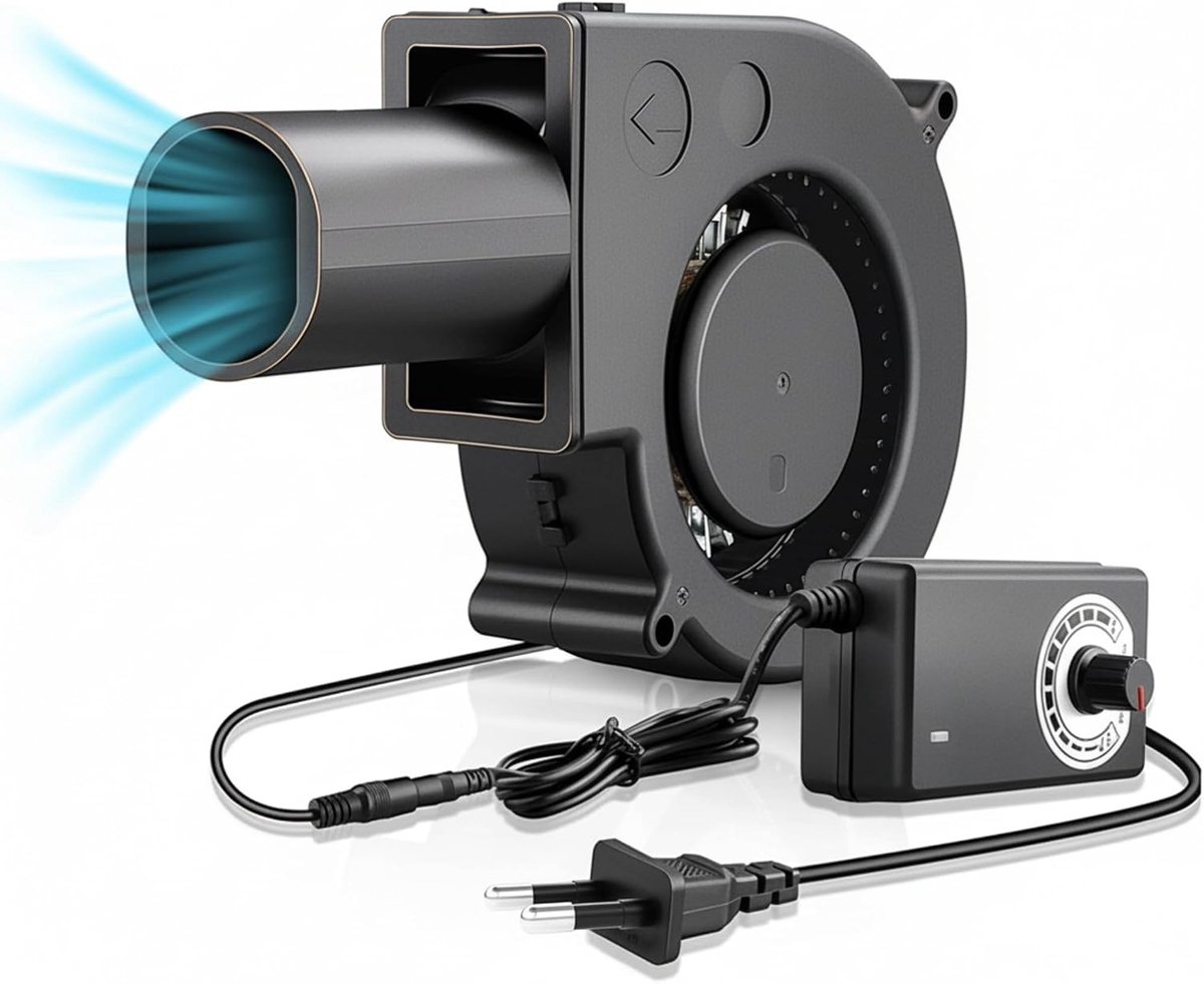 Regelbare Radiaalventilator - Zwart - 12 V - Duurzame Turbineblazer met Toerentalregelaar - Voor Koeling en Ventilatie