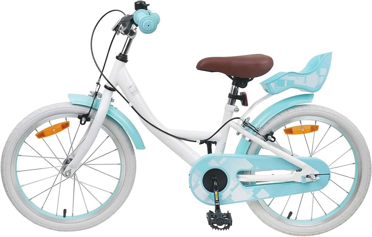 Kinderfiets 18 Inch Klassieke Fiets Instapmodel Blije Fietsavonturen Verstelbaar Stuur en Zadel 18 inch Wit