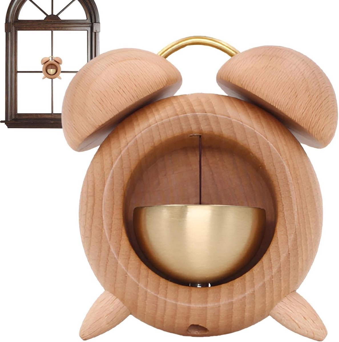 Deurbel Hout - Winkelbel Klokje - Deur Openen Melder - Magnetische Bevestiging - 9 x 7.5 cm - Multicolor