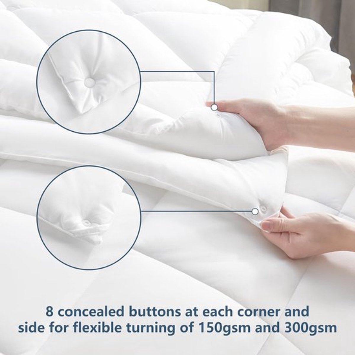 Thijox - WAVVE Dekbed 135x200 2-delige Set - Zomer 150 g/m² + 4 Seizoenen 300 g/m² = Winter 450 g/m² - Eenpersoons Microvezel Dekbed - Wit