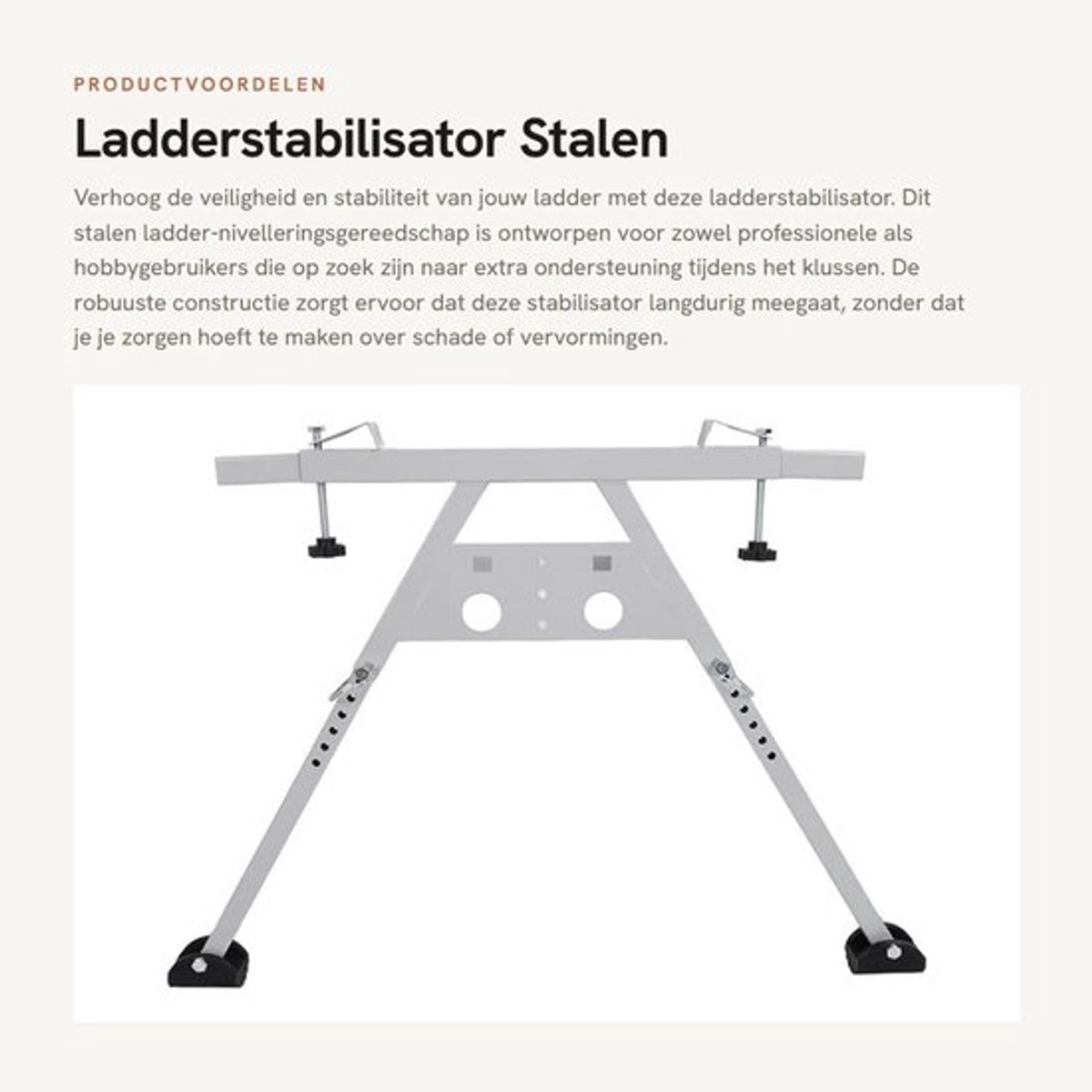 Ladderstabilisator Duurzaam Staal - Lichtgewicht - Efficiënt en Stabiel - 21 Accessoires - Ondersteuning voor Veiligheid - Ladderaccessoire