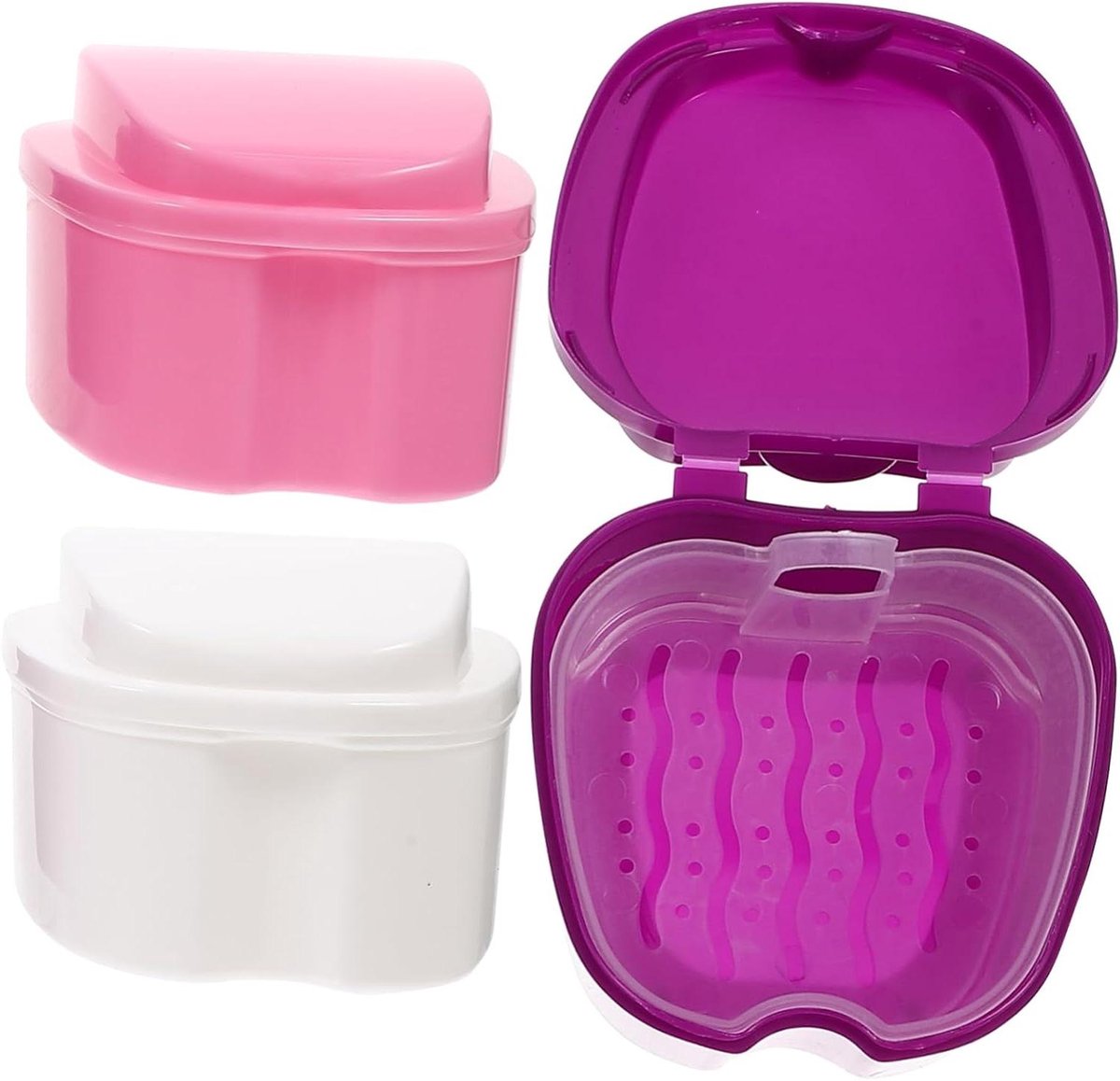 Kunstgebit Doos - Retainer Case - Kunstgebit Reinigen - Met Afvoerplank - 10 x 9 x 7 cm - Assorted Color