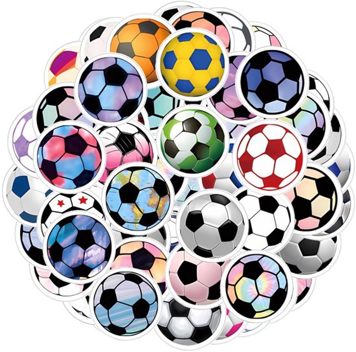 Voetbalstickers 60 Stuks - Waterdichte Stickers - PVC Stickers - Sport Stickers - Decoratieve Stickers - Perfecte Voetbal Cadeaus