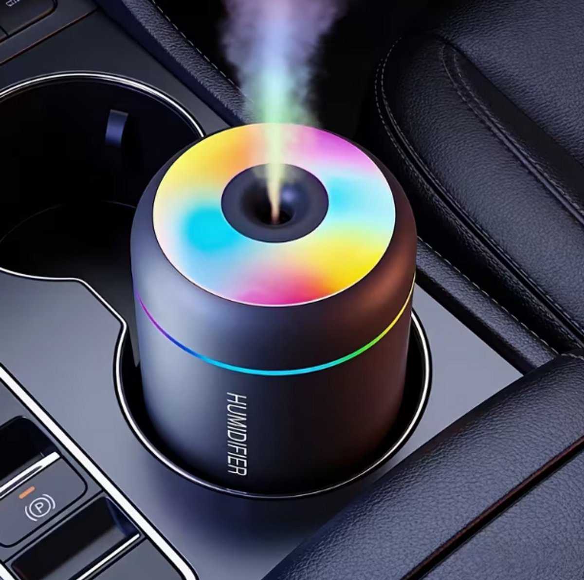 Aroma Diffuser & Luchtbevochtiger - Ultrasone Koude Mist - LED Sfeerverlichting met Kleurverandering - Essentiële Olie Diffuser voor Slaapkamer, Woonkamer & Kantoor - Zwart — cadeau in Wonen & Interieur - foto 2