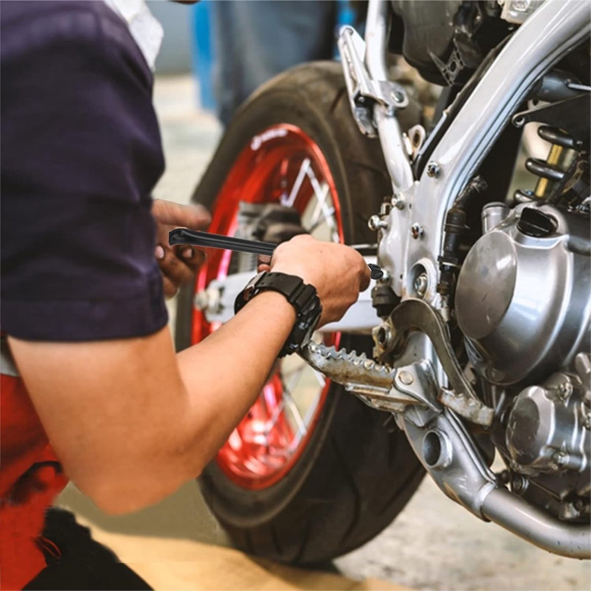 Zijstandaard voor motorfietsen, 420mm vervangende voetsteun voor 125cc, 110cc en 140cc dirt bikes, stabiele ondersteuning en duurzame kwaliteit