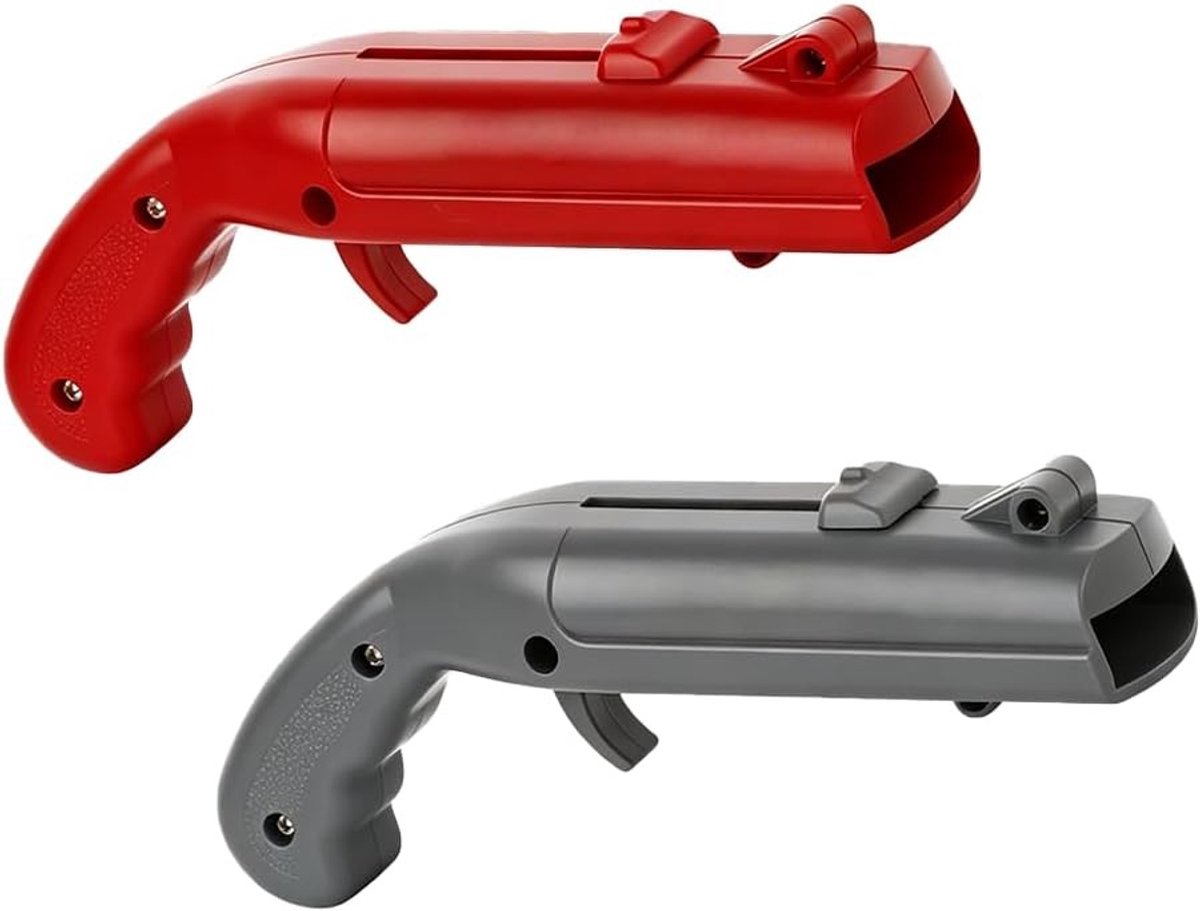 SnelShoppen - Capgun Bottle Opener Gun Set van 2 - Robuuste Flessenopener in Rood en Grijs - Grappige Bier Gadgets voor Feesten, Camping en Tuin - Per