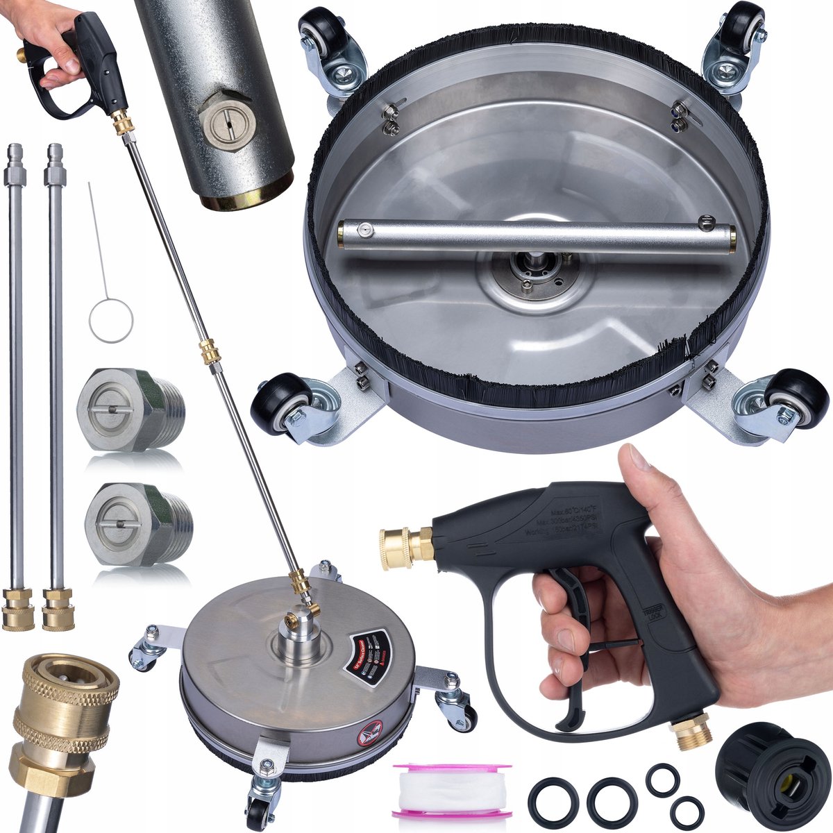 Rosfix Hogedrukset Vervanging Set - T-Racer 32cm Schuimborstel - Pistolet 300bar M22 QC