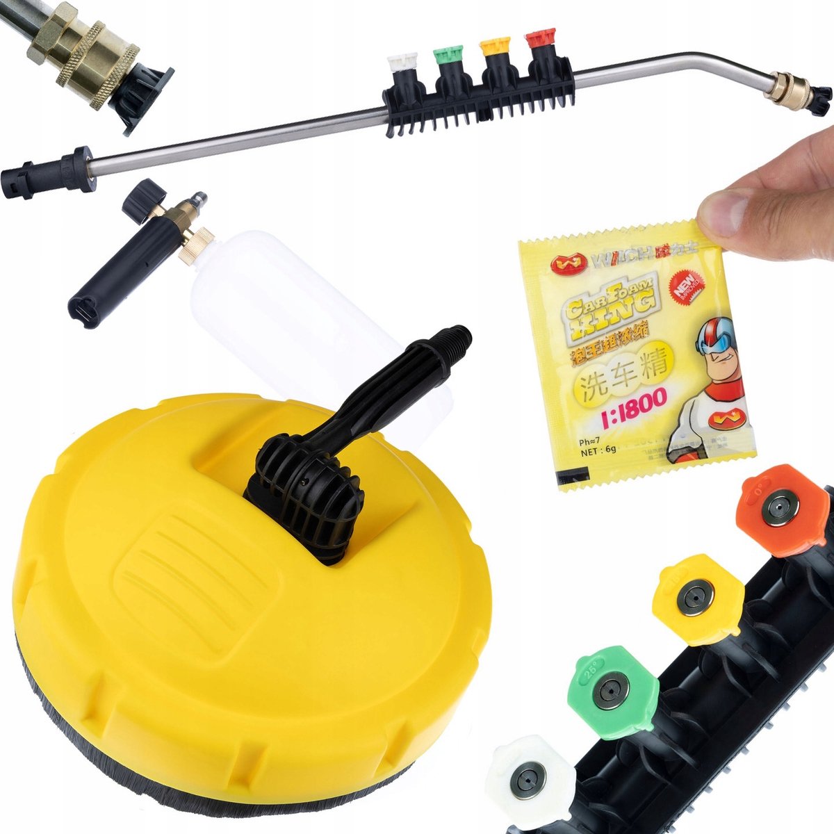 Rosfix Hogedrukreinigerset Set - T-Racer Borstel - Hogedruklans 1/4" 15° en Schuimpistool