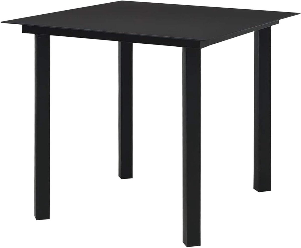 Tuin Eettafel - Buitenkeukentafel - Terras Dineren - Roestbestendige Stalen Frame - 80 x 80 x 74 cm - Zwart