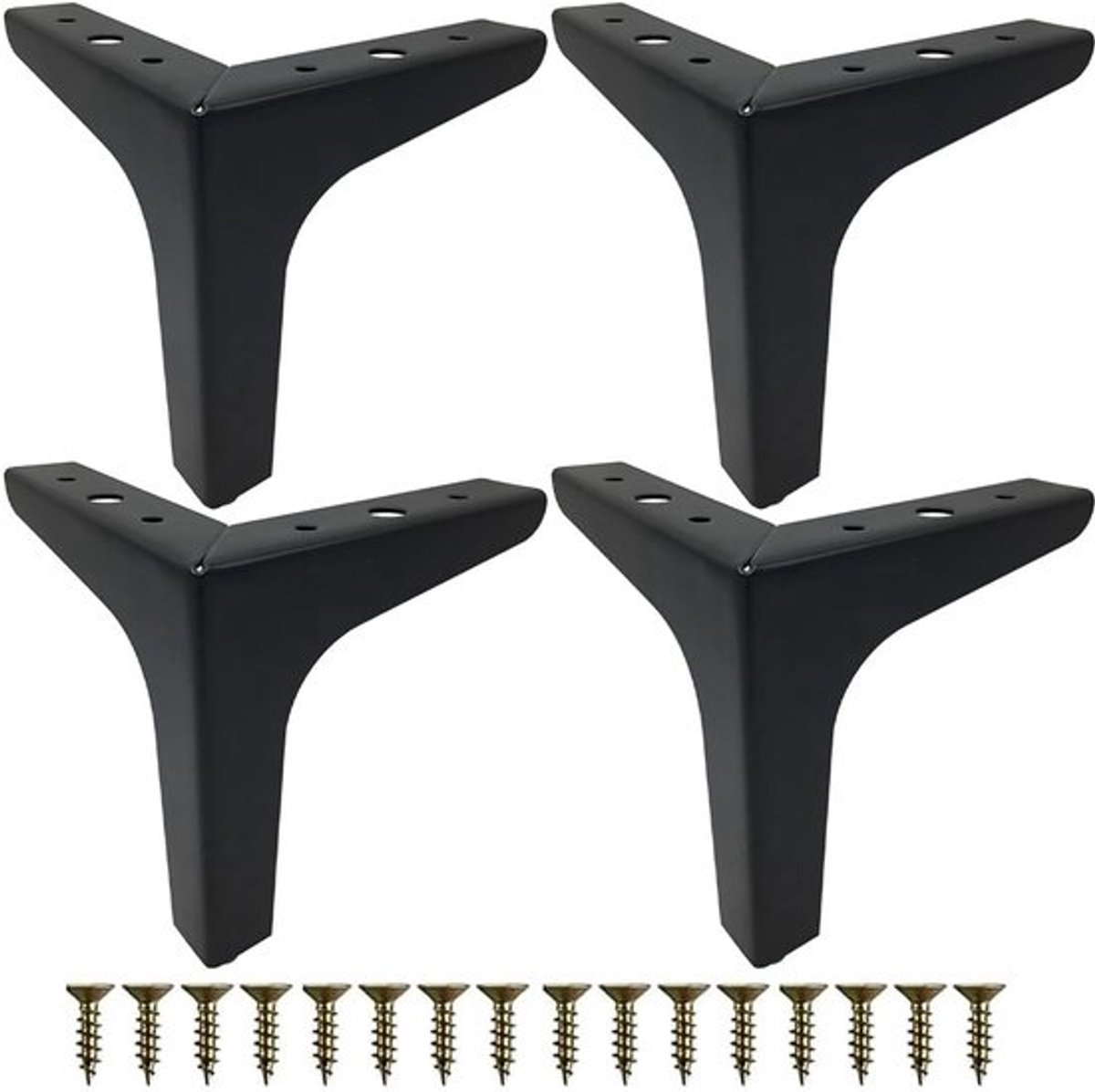 4 stuks 13 cm meubelpoten zwart metaal, kastpoten met schroeven, perfect voor bank, salontafels, kasten, tv-kasten, nachtkastje, laden, meubelpoten, kastpoten voor doe-het-zelfprojecten