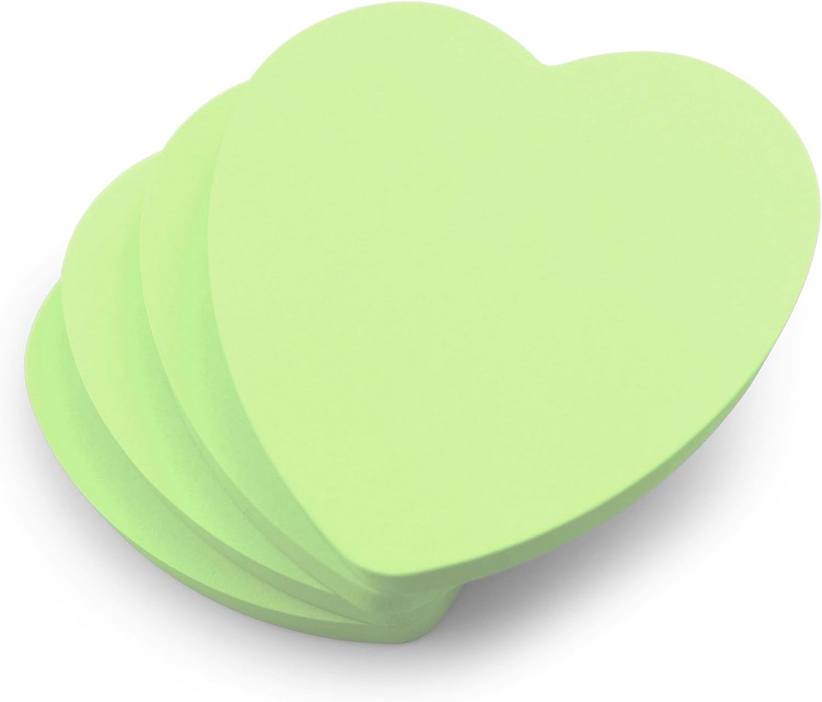Evergreen Goods 4 Pads Heart Shaped Sticky Notes Pastel Green Colour 100 Sheets Per Pad 7.5cm x 7.5cm Removable - ShopVlot