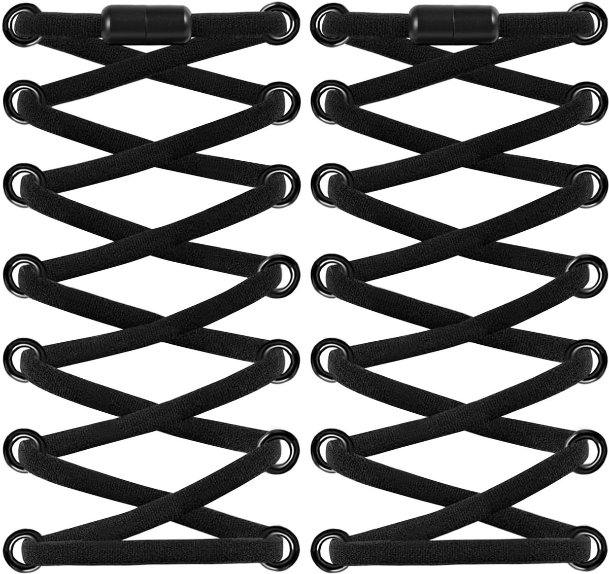 TAIXING 2 paar ronde schoenveters met metalen sluiting, 5 mm, elastische veters voor volwassenen en kinderen, duurzame - ShopVlot