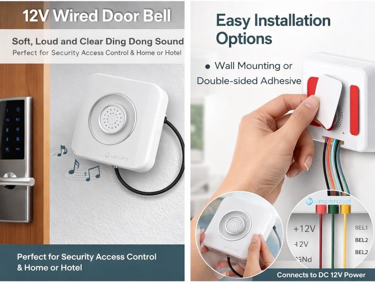 Doorbell, Doorbell DC 12V External Wired Doorbell Safe Electric Bubbles Call Alarm for Home Office Access Control - ShopVlot