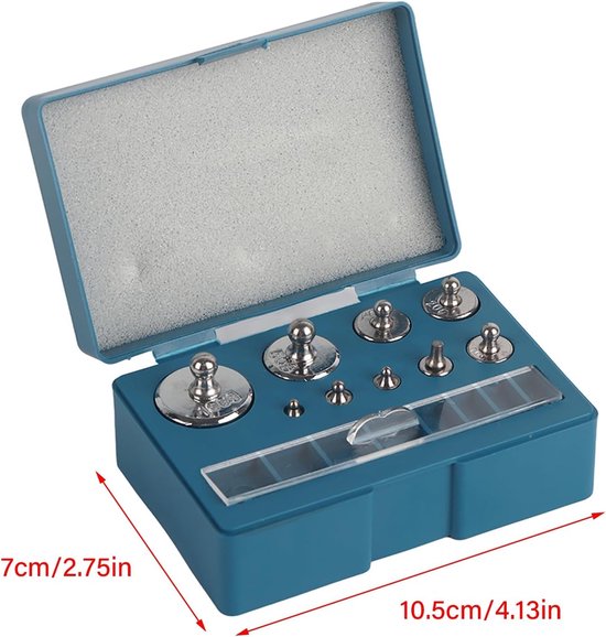 SnelShoppen - Precisie Kalibratie Gewichten Set 17 Stuks, 100g 50g 20g 10g 5g 2g 1g 500mg 200mg 100mg 50mg 20mg 10mg, Voor Laboratorium, Keuken, Juwel van Snelshoppen — afbeelding 5