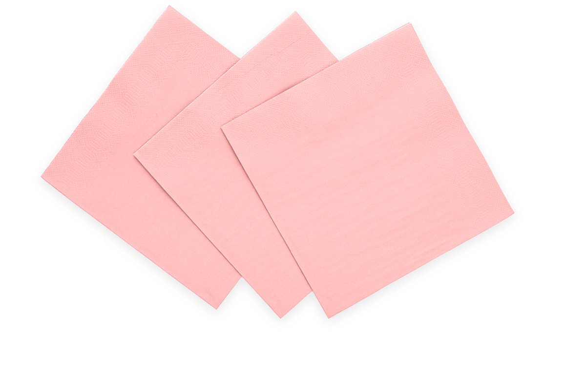 20x Papieren Cocktail servetten 24x24cm 3-laags FSC - Roze - Feestartikelen
