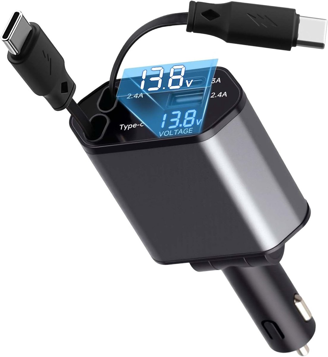 Oplader voor Sigarettenaansteker - Zwart - 69 W - USB C - Voor Auto