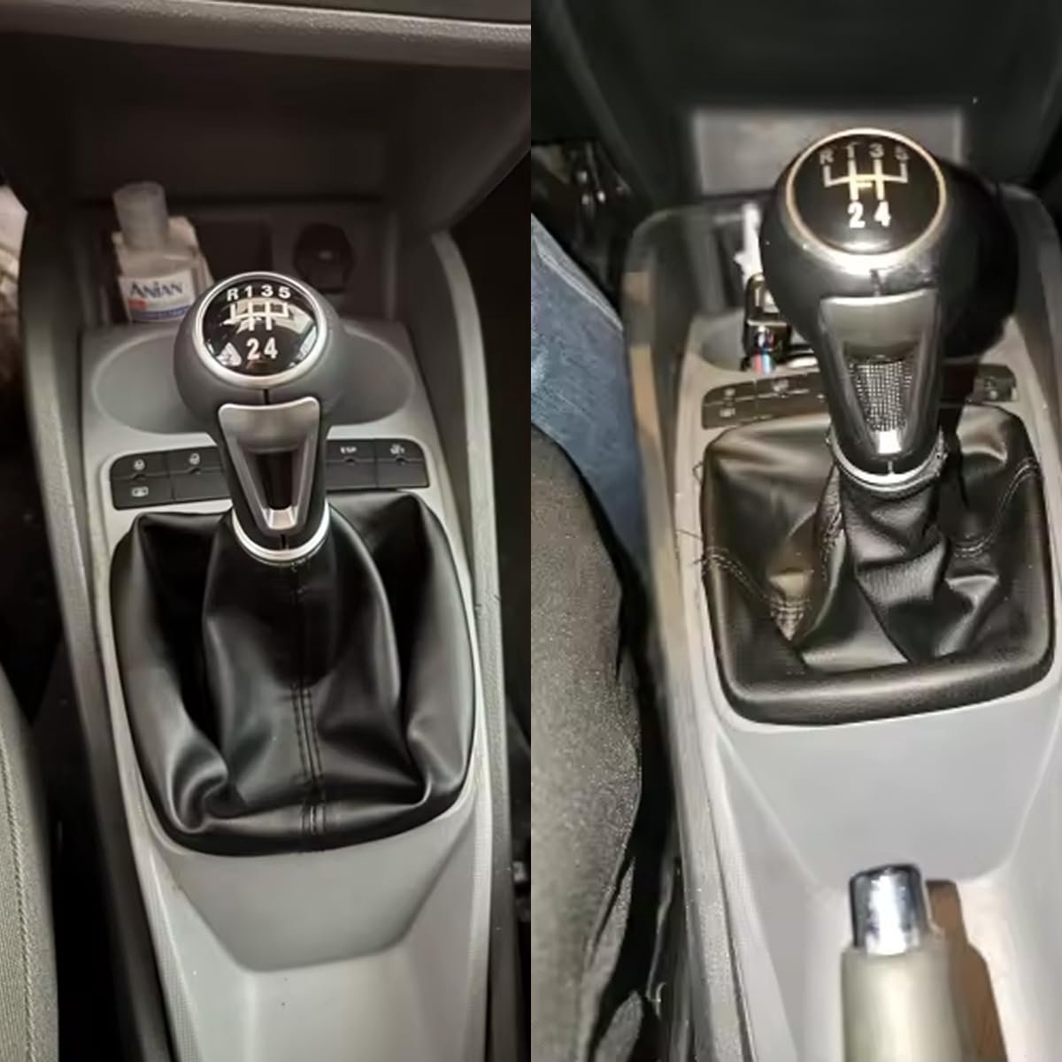 Auto Gear Pookknop Handleiding 5/6 Speed Auto Stick Gear Knop Shift Handbal met Zwart Lederen Gaiter Boot Cover voor - ShopVlot