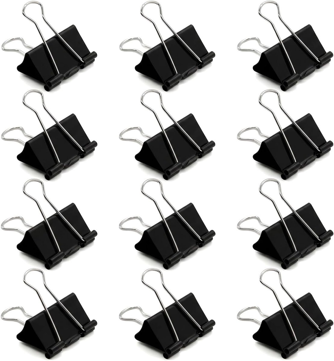 Grote Vouwklemmen 60mm - Set van 12 Sterke Stalen Binderclips voor Kantoor, School en Thuisgebruik