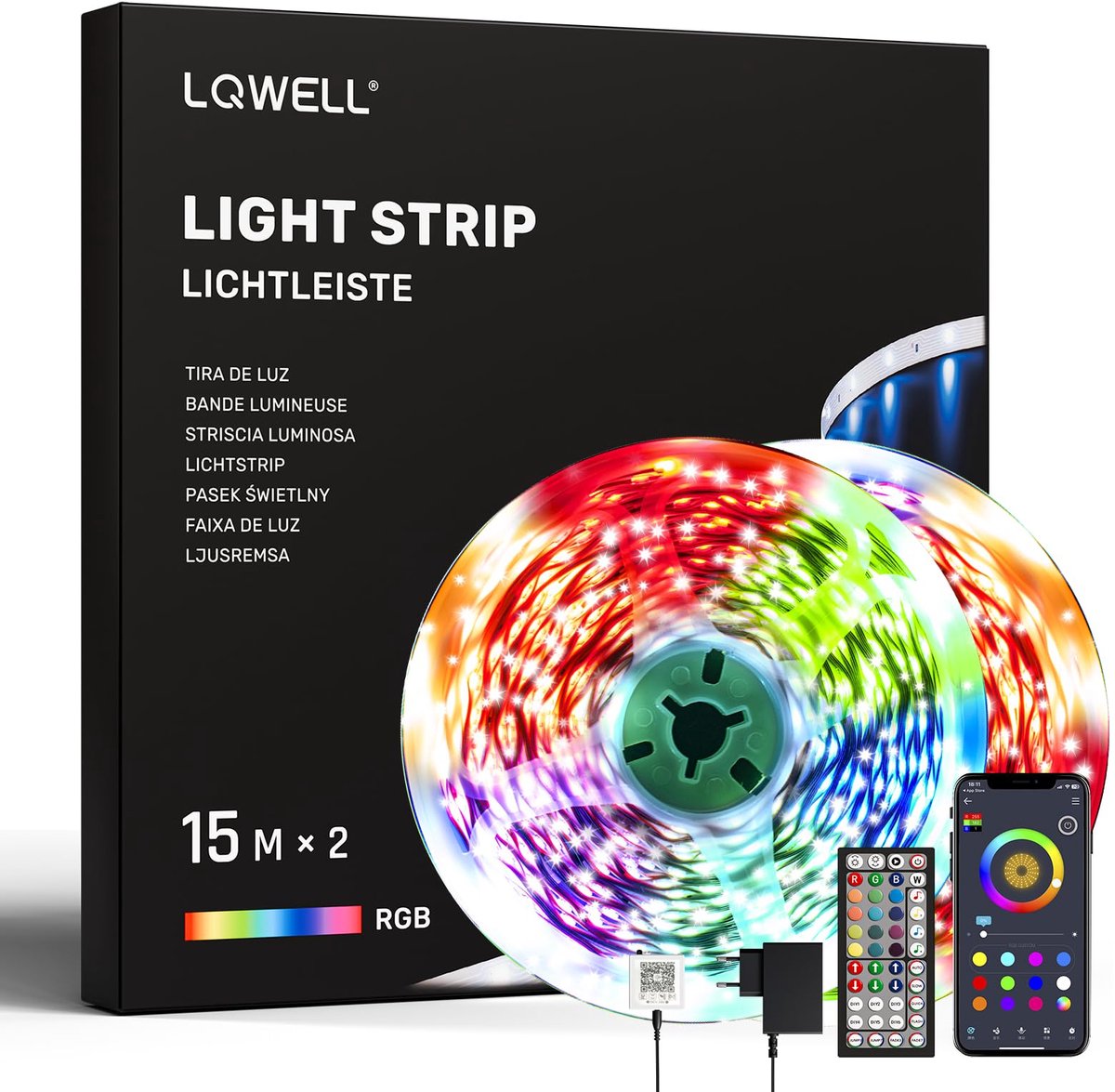 LED-lichtslingers 30M - 2 rollen van 15M - kleurverandering met muziek - ideaal voor feesten en sfeervolle ruimtes - ShopVlot