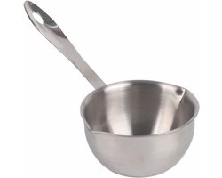 Mini RVS Melkopschuimer voor Boter Koffie - Kleine Sauspan met Inductiebodem en Dubbele Lip (150ML) voor Perfecte Boter Smeltresultaten