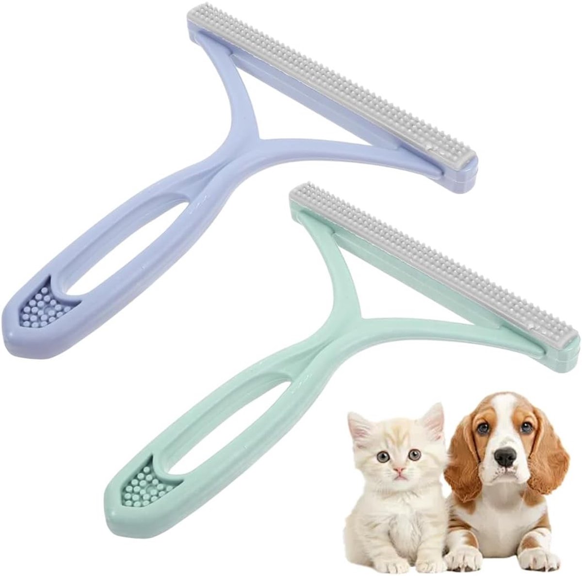 Dierenhaarverwijderaar set van 2, borstel en rol voor honden en katten, ideaal voor tapijt, bank en kleding, lichtblauw en lichtgroen