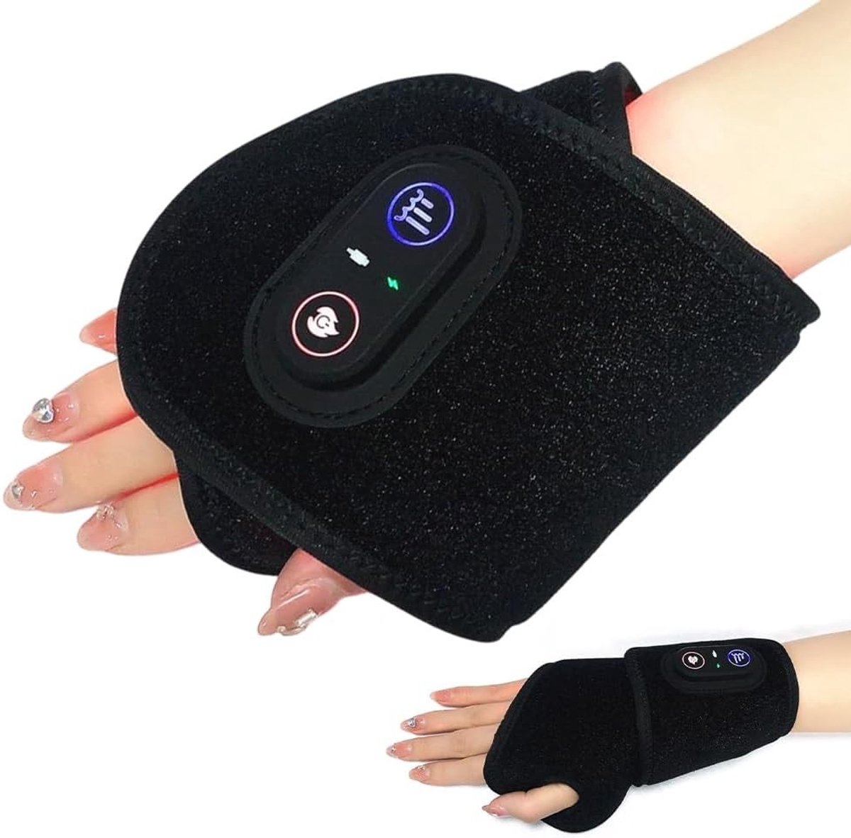 Handmassageapparaat met Roodlichttherapie, 10W 660nm & 850nm LED, 48 LEDs, 3-in-1 Roodlichtlamp voor Pols en Spieren, Ontspanning en Pijnverlichting