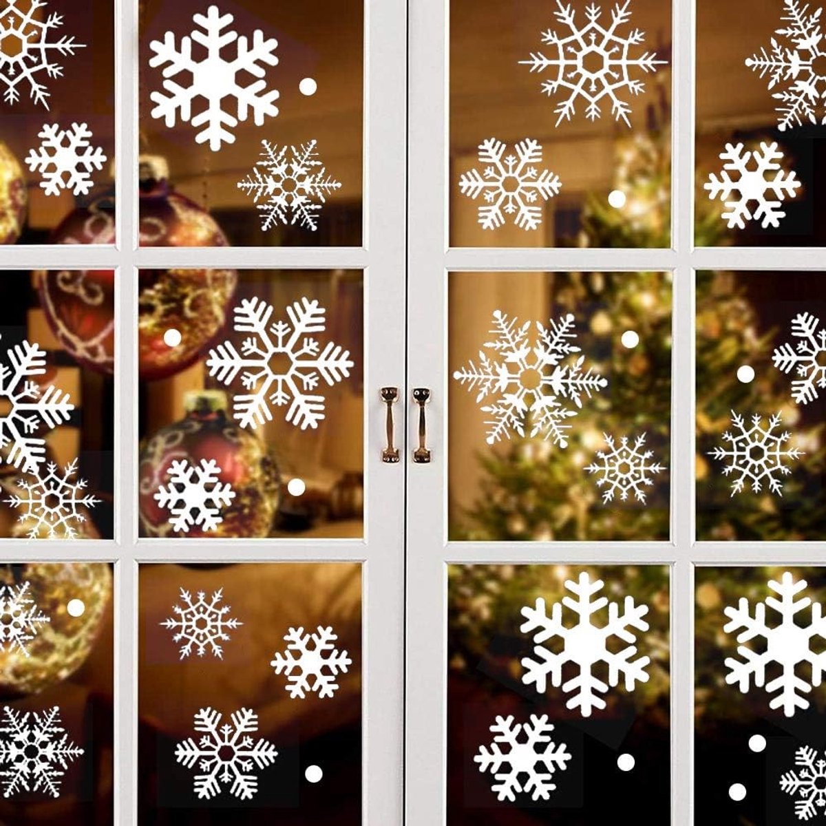 Kerst Raamstickers - Wit - 96 Stuks - Herbruikbare Sneeuwvlokken Stickers - Voor Kerstdecoratie