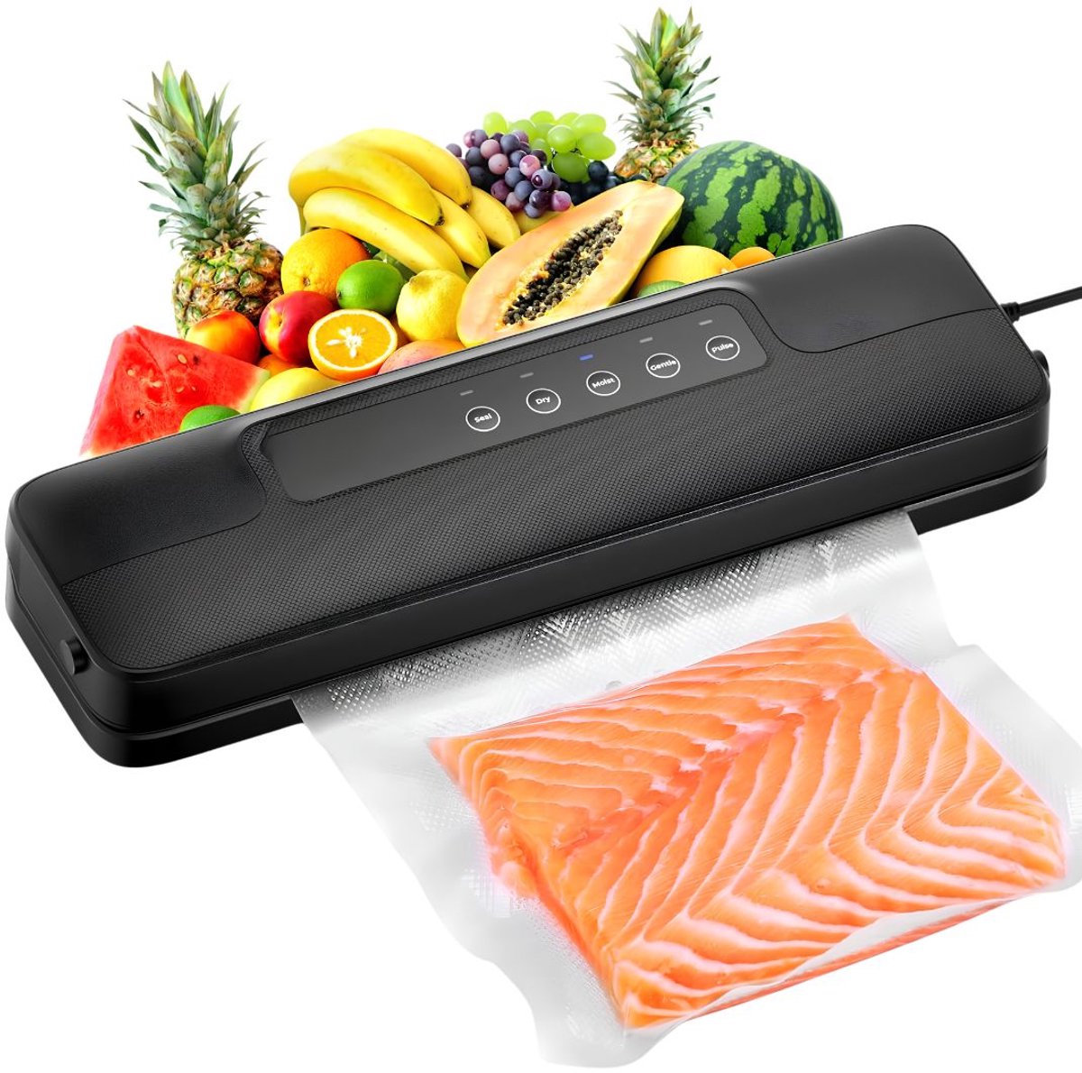VALI® Vacumeermachine - Vacuüm Sealer - Vacuummachines - Zwart - 38cm x 6cm x 38cm