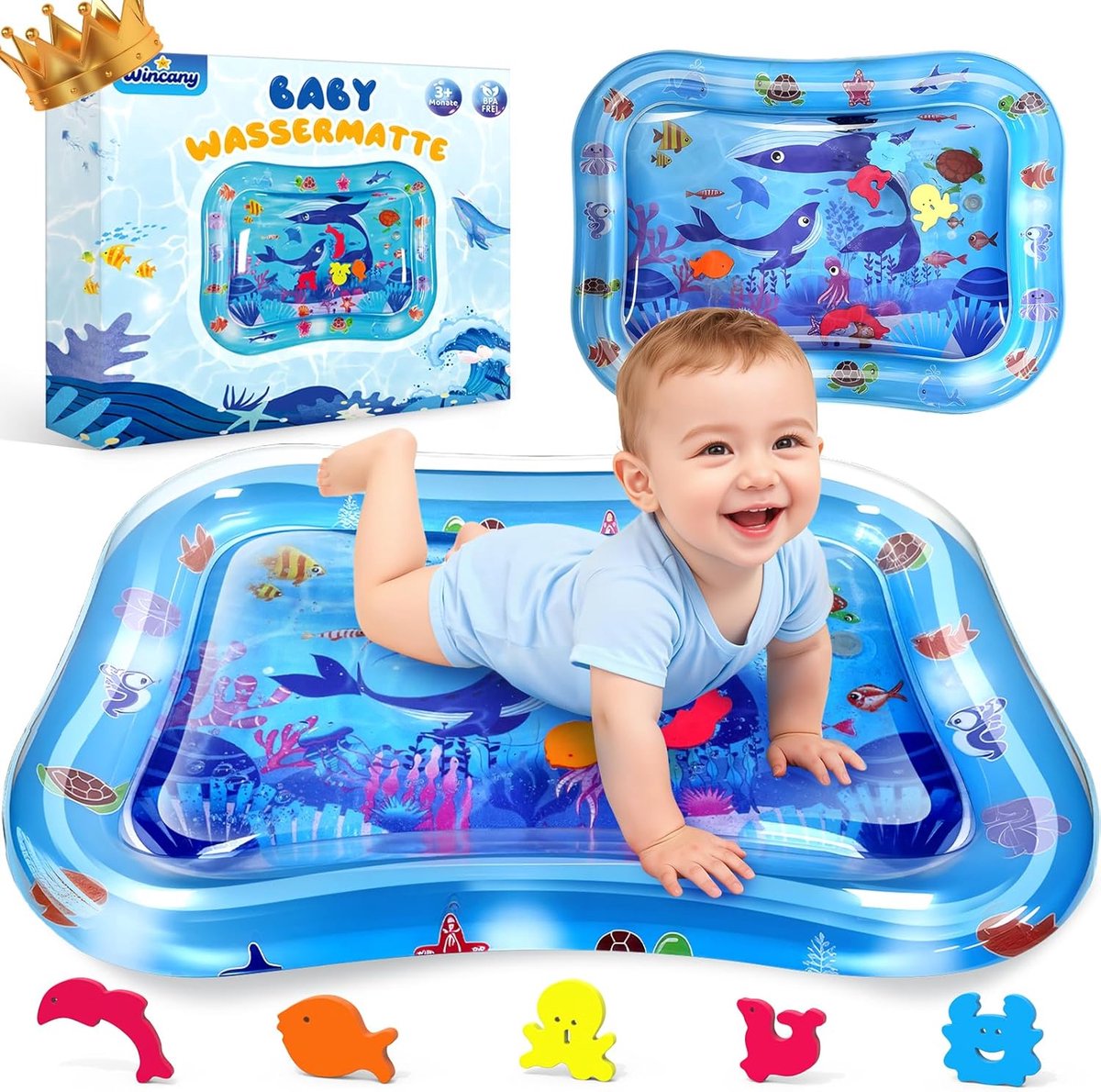 Waterspeelmat voor baby's - groot - opblaasbaar - versterkt spieren - ShopVlot