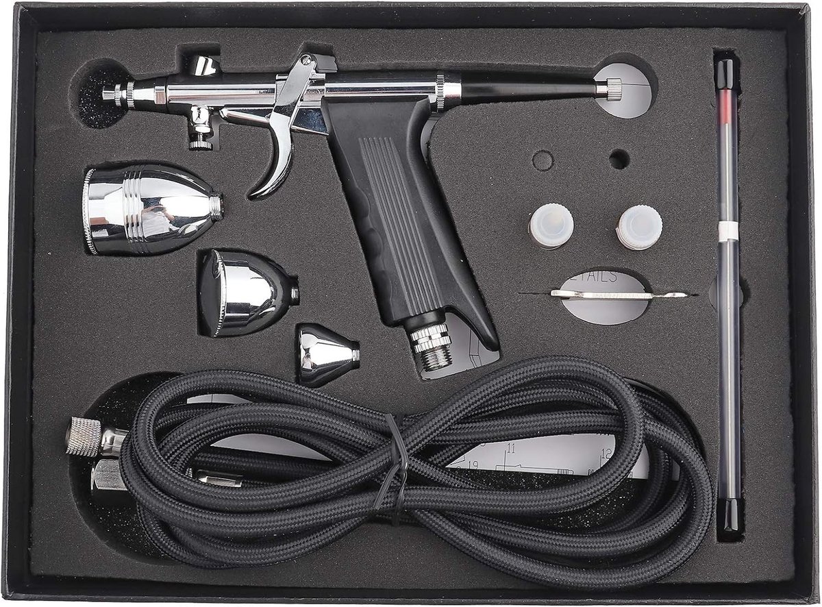Draagbare Airbrush Spray Gun Set met 0.3 mm, 0.5 mm en 0.8 mm Nozzles voor Verf, Modelbouw en Leren Kleding