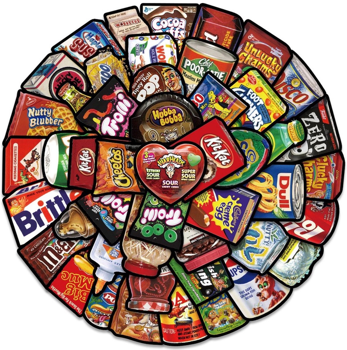 48 Eten & Drinken Stickers – Grappige Nepmerken, Snacks & Drankjes