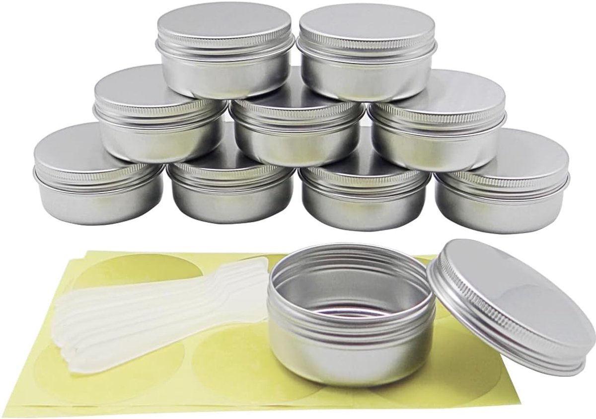 Cosmetische potten 50 ml - zilver aluminium - lekvrij - ideaal voor zalven en crèmes - ShopVlot