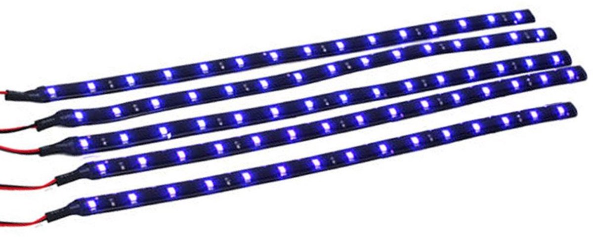 Lichtstrip 30cm 15 LED SMD 12V - Blauw - Waterdicht - Flexibel voor auto en boot - ShopVlot