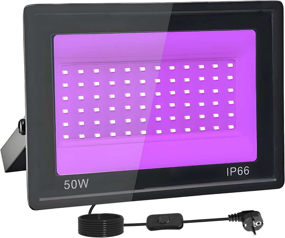 50W UV LED Blacklight, IP66 Waterproof UV Floodlight, 395-400NM LED Black Light, Blacklight Led With Switch for - ShopVlot