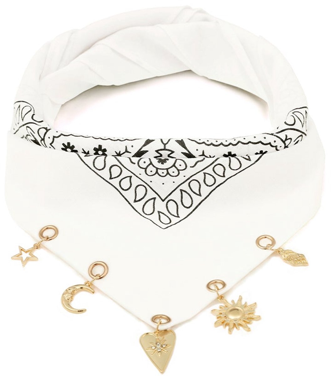 Zomersjaals met paisley-patroon, klassiek katoen, dagelijkse accessoires - Wit