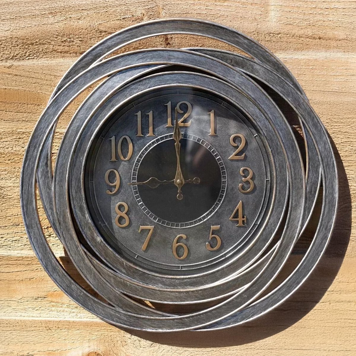 Garden Mile® Grote vintage wandklok in retrostijl, voor binnen en buiten, decoratief hekornament, monteerbaar - ShopVlot
