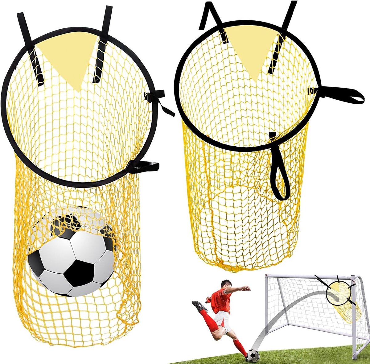 Voetbaldoel - Geel - 45 cm - Opvouwbaar met Verstelbare Riemen - Voor Training en Spel