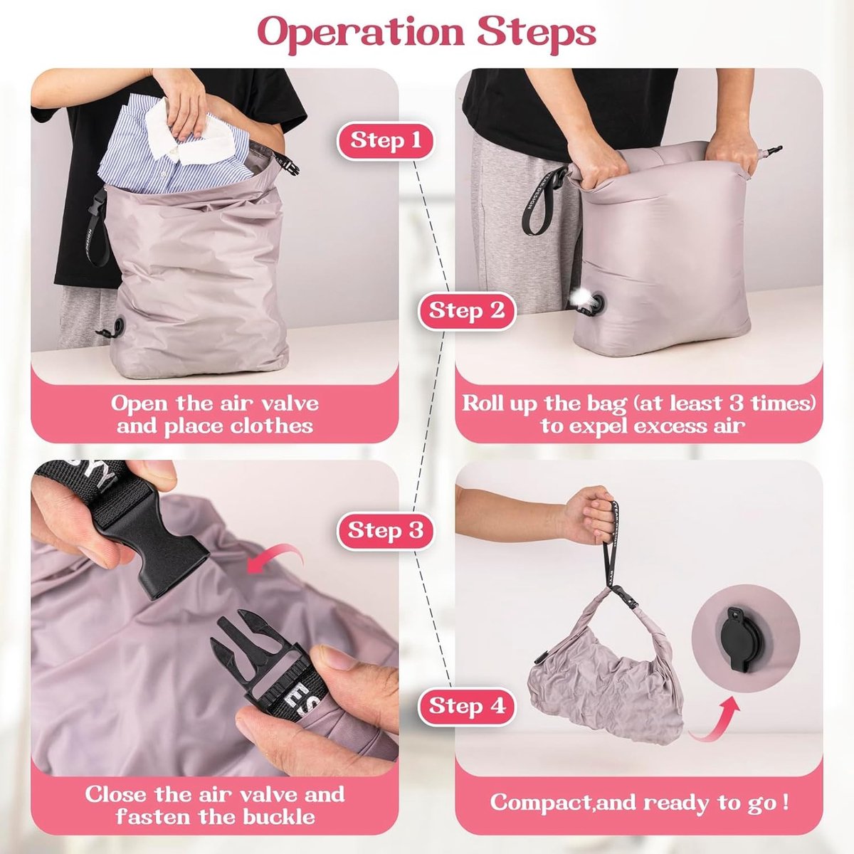 Reiswaszak - Paars - Waterdichte Compressiezak - Ruimtebesparende Organizer voor Vuile Kleding